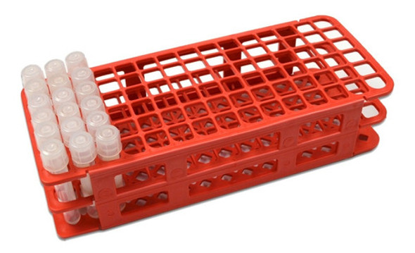 Estante Em Pp P/ 90 Tubos De Ensaio. 12-13 Mm. Vermelha. 0