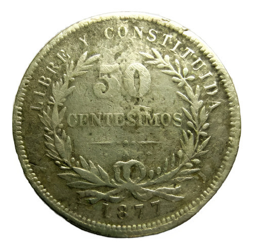 Antigua Moneda 50 Centésimos 1877 De Plata 900 Vea Las Fotos 0