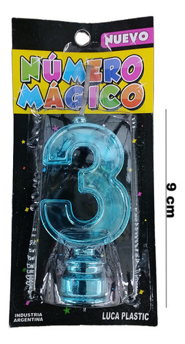 Vela Numero Metalizada Celeste N°3 1