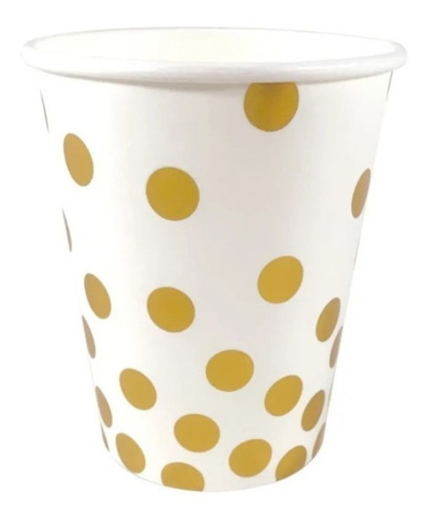 Vaso De Polipapel Lunares Dorados X 6 Unidades 0