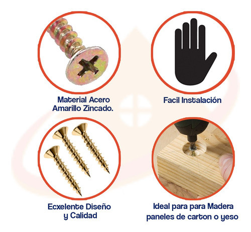 Tornillos 4,5mm X 40mm X 500 Unidades Eurohard Amarillo 1