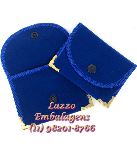Pct 10 Envelopinhos De Veludo Azul Royal Para Joias Atacado 1