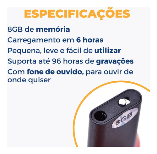 Mini Gravador De Voz Grava Até 96h P Jornalista Profissional 1