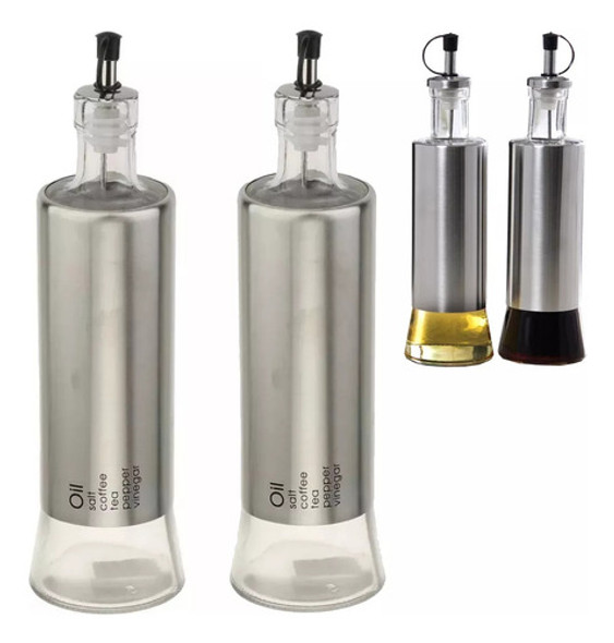 Aceitera Vinagrera Especiero Acero Condimentero Pico Vertedo 0