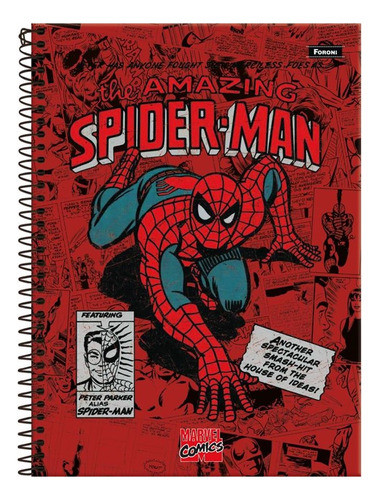 Kit 4 Cadernos Univer. Espiral Cd Marvel Comics 1 Mat 80 Fls 1