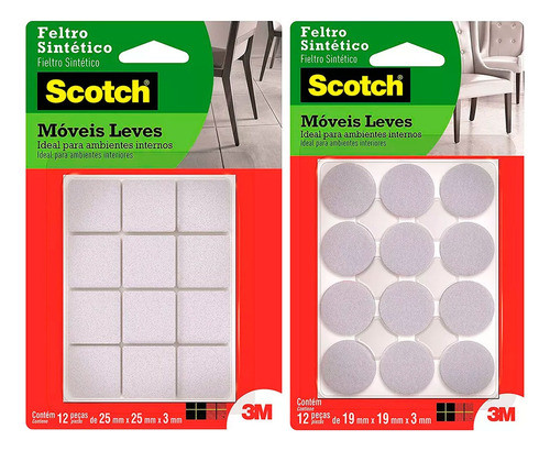Kit Feltro Scotch Branco 12 Quadrado 12 Redondo 0