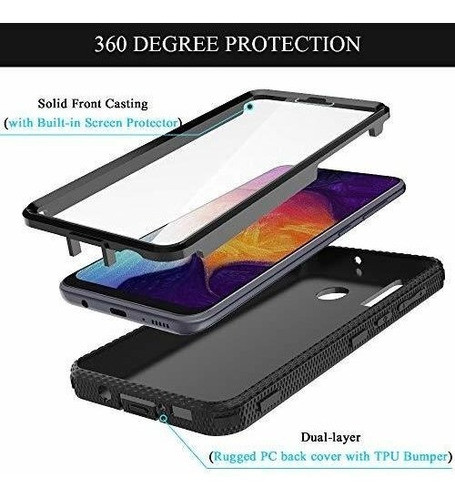 Funda Para Galaxy A50 Con Protector Pant Shockproof Negro 1