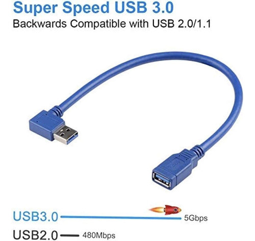 Cable De Extensin Usb 3.0 De 1 Pie, Paquete De 2 Unidades De 1