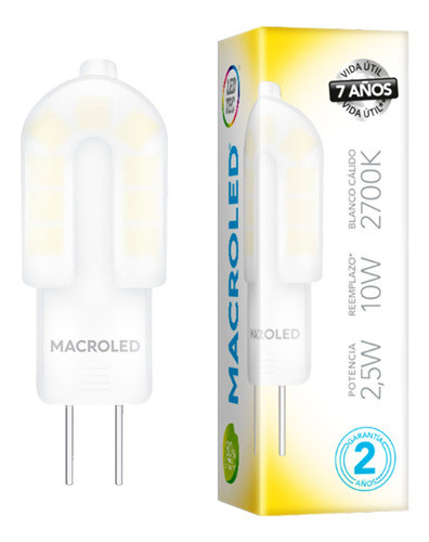 Bipin Opal 2w G4 Cálido Macroled - Cálido 0