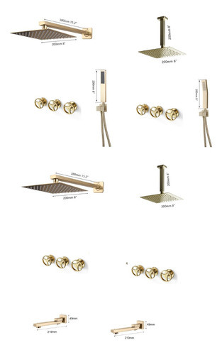 Ducha Oro Cepillado Estilo Industrial Baño Bronce Importada 1