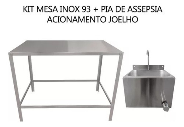 Kit Lavatório/ Pia Assepsia + Mesa Inox Industrial 1 Kit Lavatório/ Pia Assepsia + Mesa Inox Industrial 1