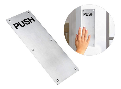 Placa Push En Acero Inoxidable 300 X 100mm Sin Manija Radem 0