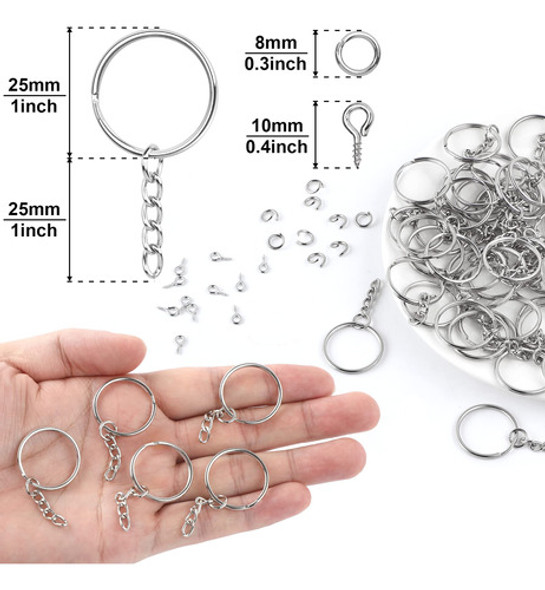 Set Para Armar Llaveros -anillo Cadena Aro 200u Plateado 1