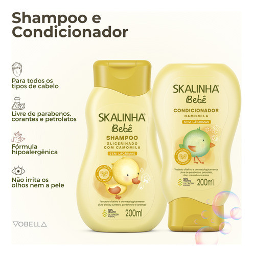Kit Shampoo Condicionador E Sabonete Infantil Bebê Skalinha 1