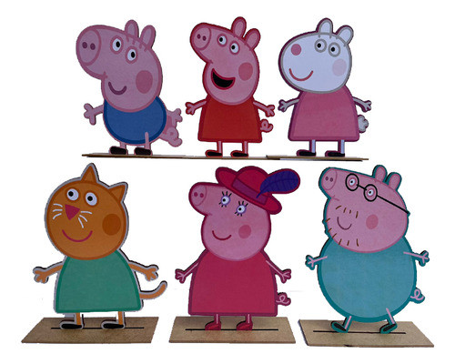 Kit Display De Mesa 6 Peças Festa Família Da Peppa Pig Mdf 0