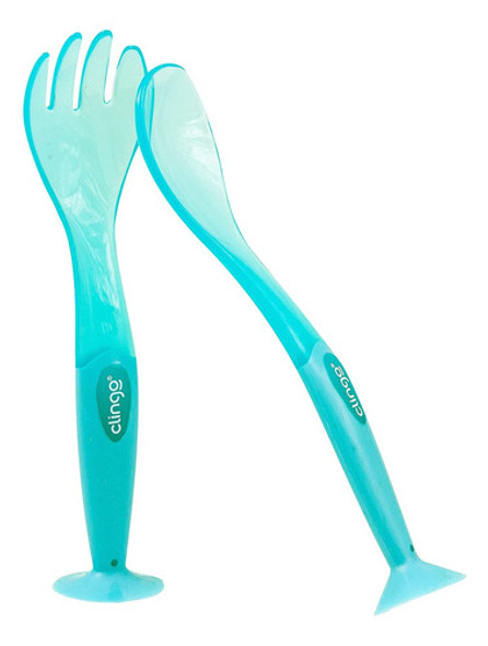 Talheres Infantil Com Ventosa Azul Clingo 0