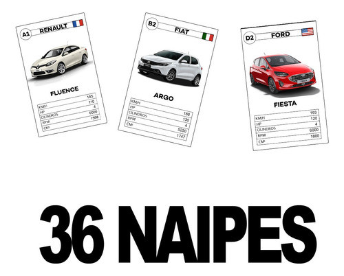 Cartas Naipes Autos Arg.  Con Autos Actuales! Match 4/cromy 1