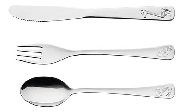 Jogo 3 Talheres Infantil Tramontina Baby Friends Em Aço Inox 0