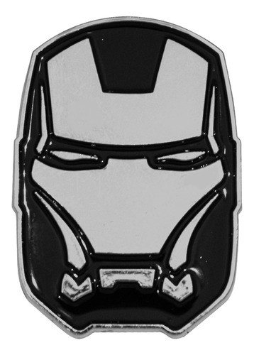 Emblema Logo Adesivo Homem De Ferro Cromado C/ Preto 3x4cm 0