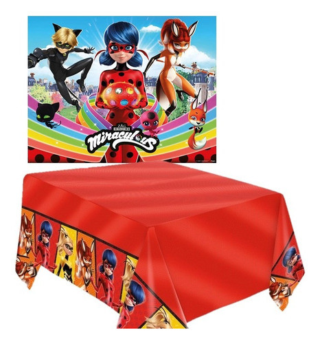 Festa Ladybug * Toalha De Mesa + Painel Decoração Parede 0