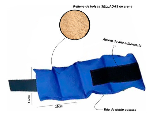 Par De Tobilleras 1 Kg Con Cierre Pesas Tobillos 2 Unidades 1