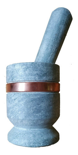 Pilão Redondo Com Socador E Tampa Em Pedra Sabão P/ Alho 1