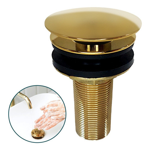 Válvula Dourada Inox Click 7/8 Banheiro Ralo Pia Cuba Gold 0