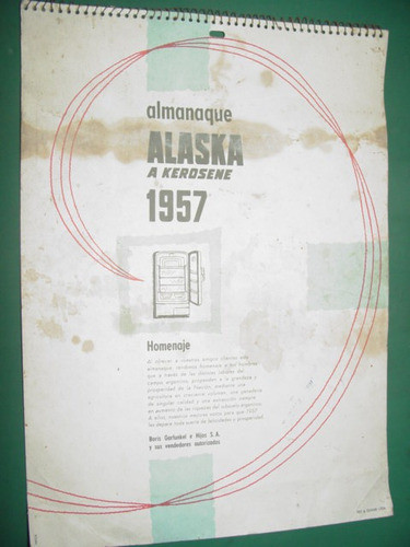 Almanaque Publicidad Heladeras Alaska Kerosene 1957 Detalles 0