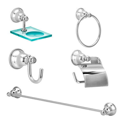 Kit Acessórios De Banheiro 5 Peças Metal E Vidro Premium 0