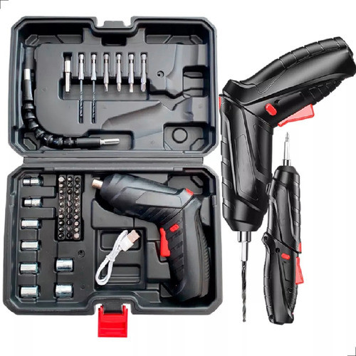 Parafusadeira Furadeira Elétrica Sem Fio Recarregável Maleta 0