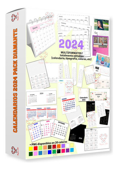 Kit Imprimible Calendarios 2024 Almanaque Mega Pack Editable 0