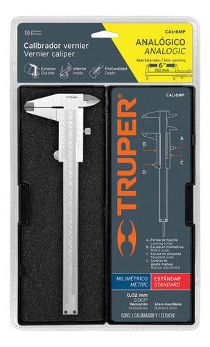 Calibre De Acero Inoxidable Mm / PuLG. 6 Truper Cal-6mp 1