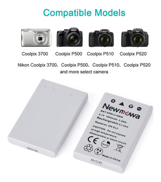 Cargador + Batería En-el5 Nmw P/ Nikon Coolpix P100 P500 P90 1