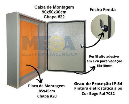 Caixa Metálica Quadro Painel De Comando Hermética 90x50x30 1