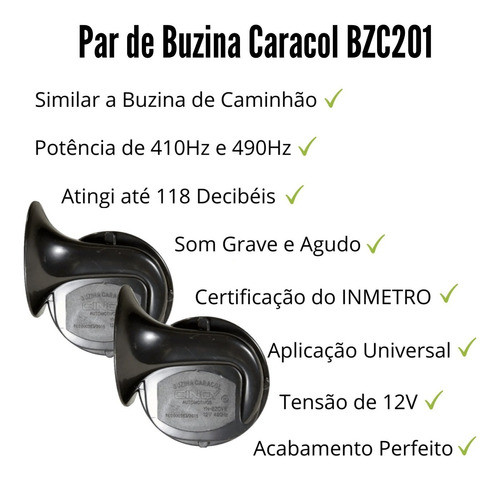 Buzina Automotiva Carro Tipo Caracol Cinoy Bzc201 Universal 1