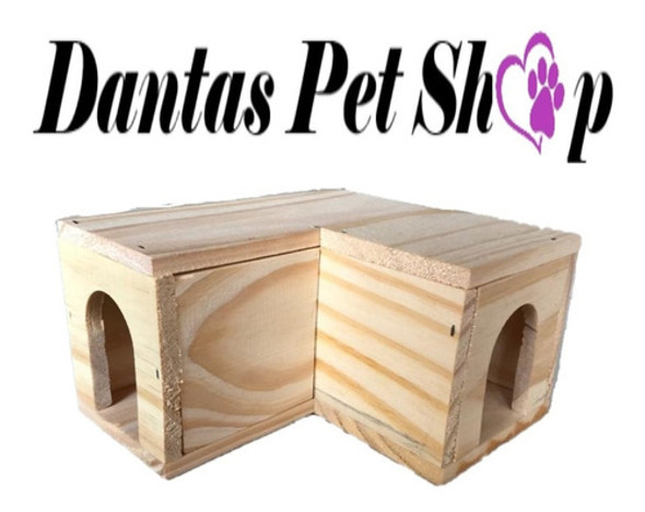 Toca Cabana Casinha Em L Para Hamster Pet De  Madeira Pinus 1