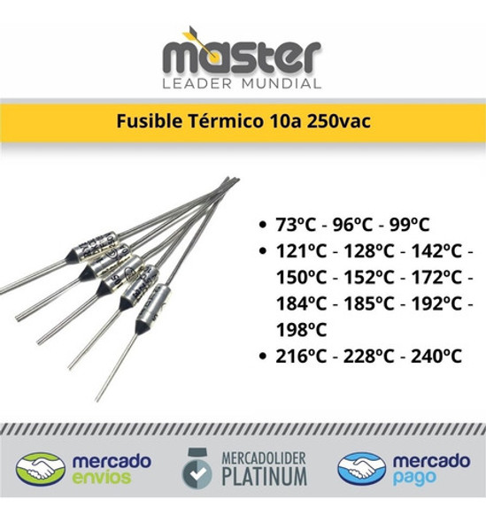 Fusible Térmico 10a 250vac 128ºc Axial Zh210-128 1