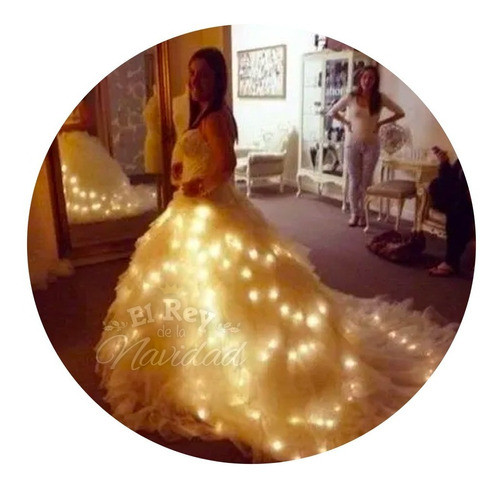 Tira Luz Led Con Pilas 1mt Vestido Novia Con Luces Calidas 0