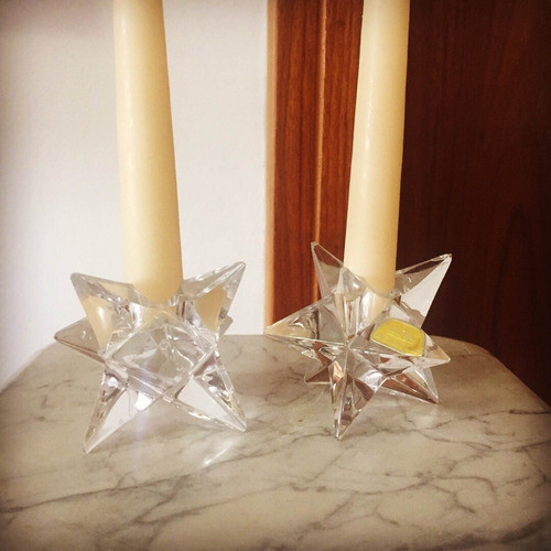 Antigo Par De Castiçal Em Cristal Rosenthal Lapidado À Mão 1