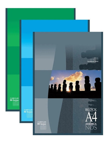 Block America 2 Perforaciones A4 X 80 Hojas Cuadriculado 0