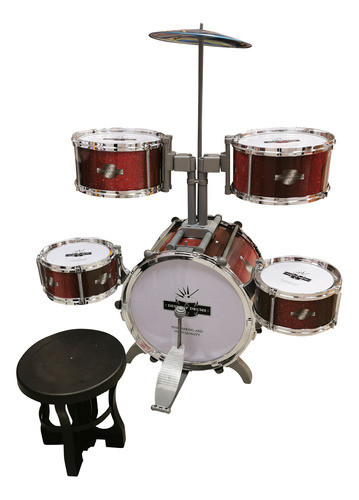 Bateria Musical Infantil De Niños Juguete + Asiento Y Palos 0