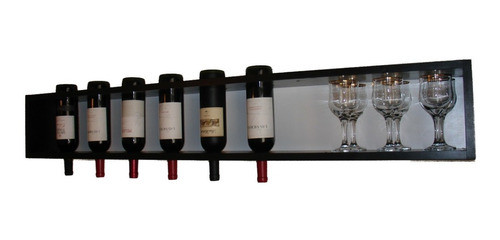 Bodega Estante Flotante Vino Copa Madera Minimalista Oferta 1