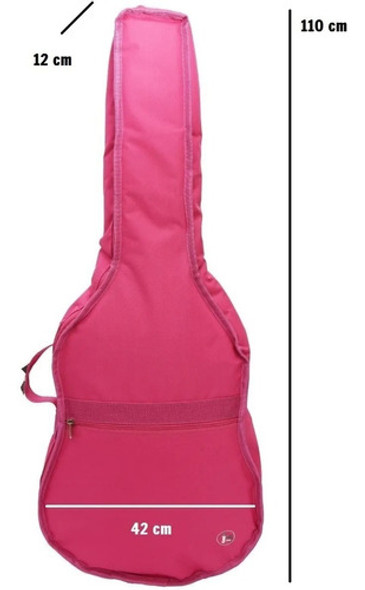 Capa Almofadada Para Violão Clássico Ou Folk Rosa + Correia 1