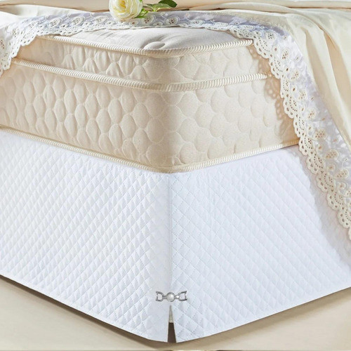 Saia Box Casal Padrão Branca Matelassado Serve Para Cama Baú 1