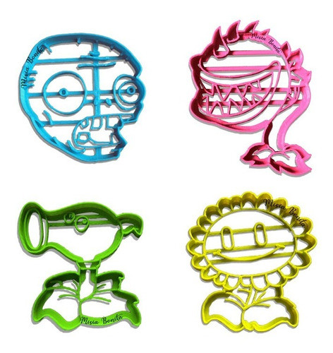 4 Plantas Vs Zombies - Moldes Cortantes Para Masa 0