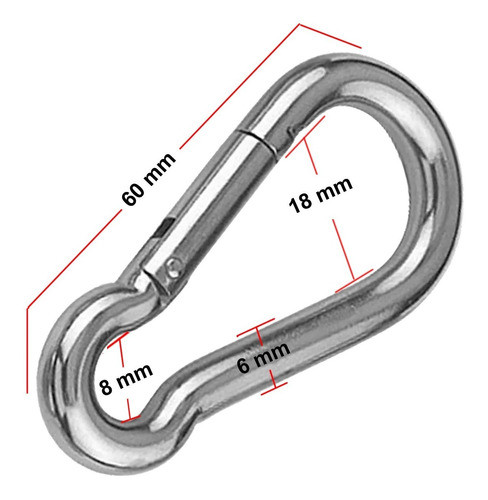 Mosqueton De Agarre Accesorios Gimnasio Minigym 60 Mm Largo 1