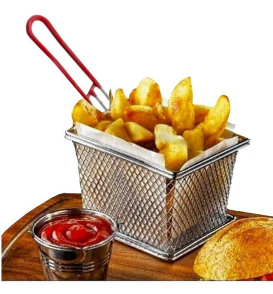 Canasto Freidor Cuadrado De Alambre Estañado Reforzado 16x16 1