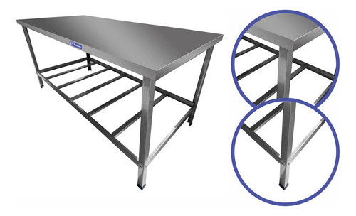 Mesa De Inox Bancada Industrial Para Padaria 2 M Sebem 0