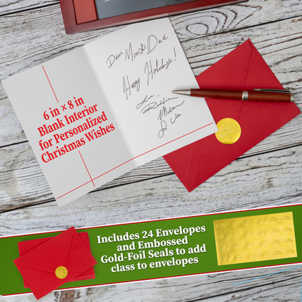 Paquete De 24 Tarjetas De Navidad De Papel Dorad. 1