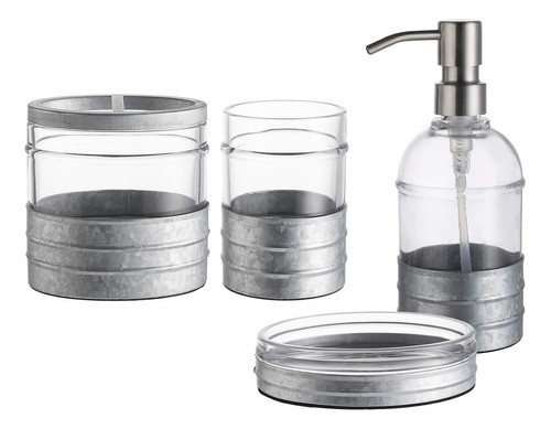 Kmwares Juego De Accesorios De Bao De Cristal Decorativo 4 P 0